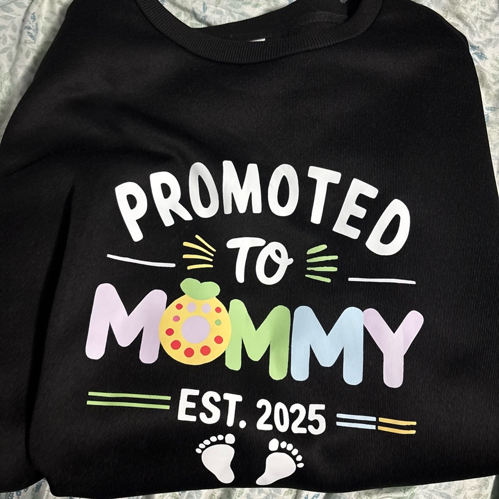 Black 'Promoted to Mommy' Sweatshirt